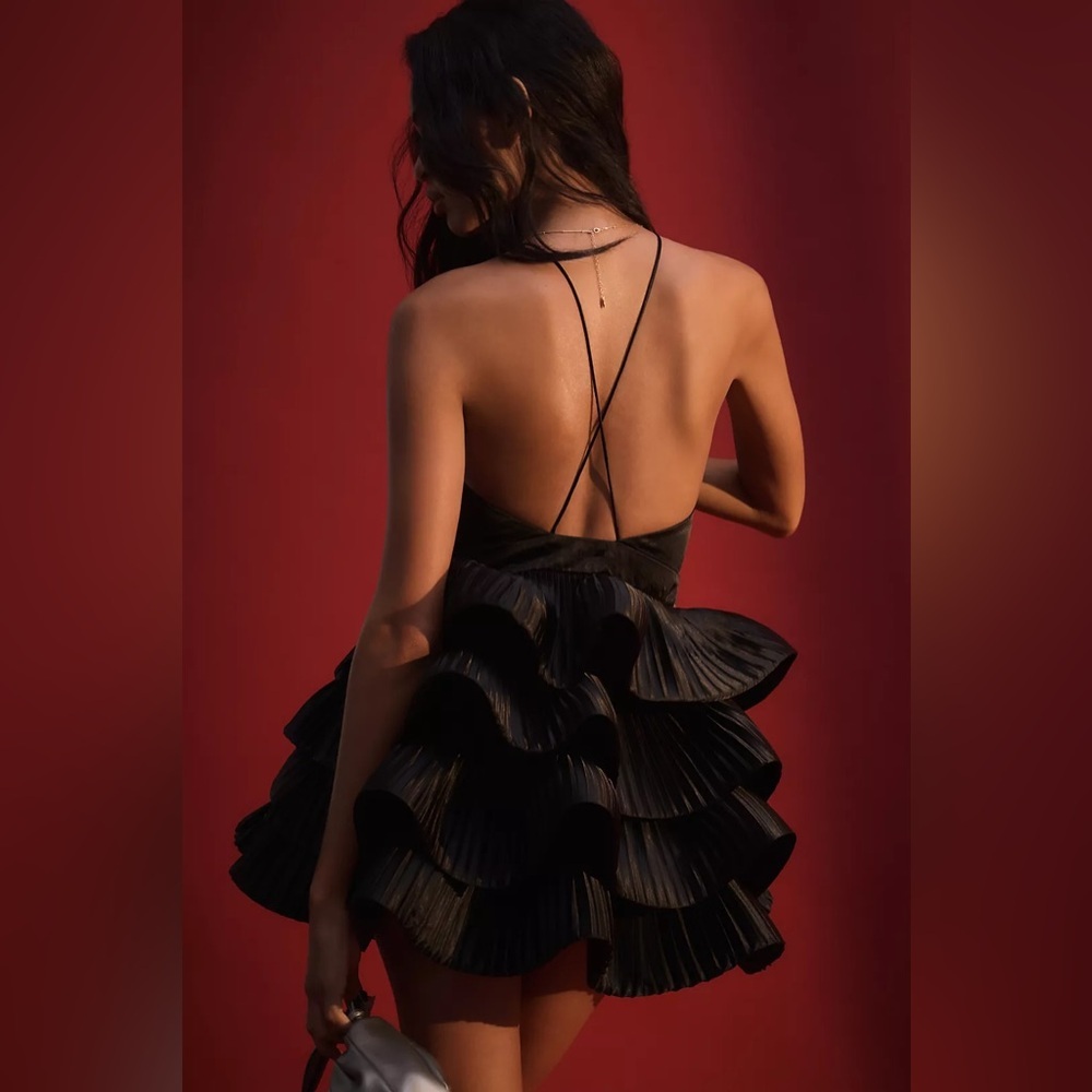 NWT Size 10 -Anthropologie Ruffle Tiered Mini Dress Cocktail Party (NWT US$ 228) - Picture 2 of 16